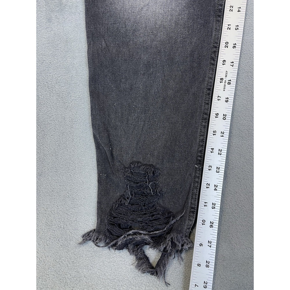 We The Free Jeans Womens 31 Black Faded Denim Mid Rise Skinny‎ Frayed Button Fly - Picture 6 of 11